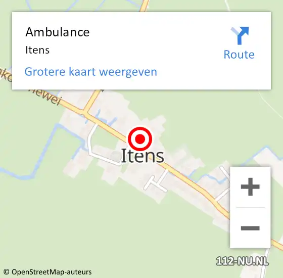 Locatie op kaart van de 112 melding: Ambulance Itens op 20 februari 2018 11:07