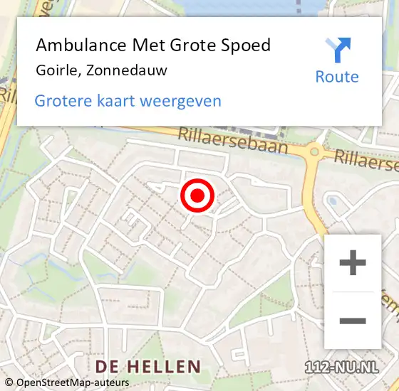 Locatie op kaart van de 112 melding: Ambulance Met Grote Spoed Naar Goirle, Zonnedauw op 20 februari 2018 11:09