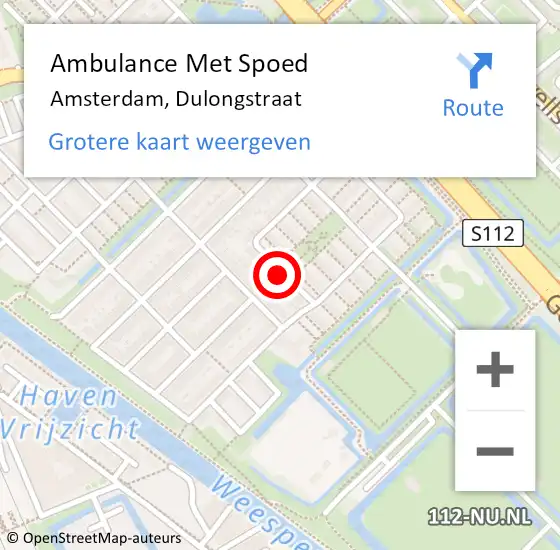Locatie op kaart van de 112 melding: Ambulance Met Spoed Naar Amsterdam, Dulongstraat op 20 februari 2018 11:57