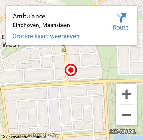 Locatie op kaart van de 112 melding: Ambulance Eindhoven, Maansteen op 20 februari 2018 13:45
