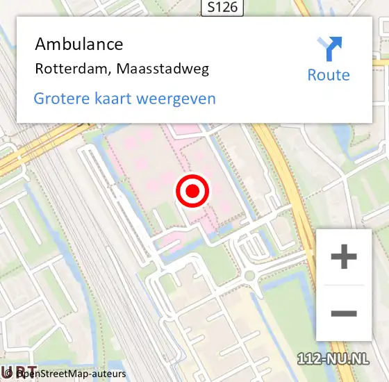 Locatie op kaart van de 112 melding: Ambulance Rotterdam, Maasstadweg op 20 februari 2018 14:01