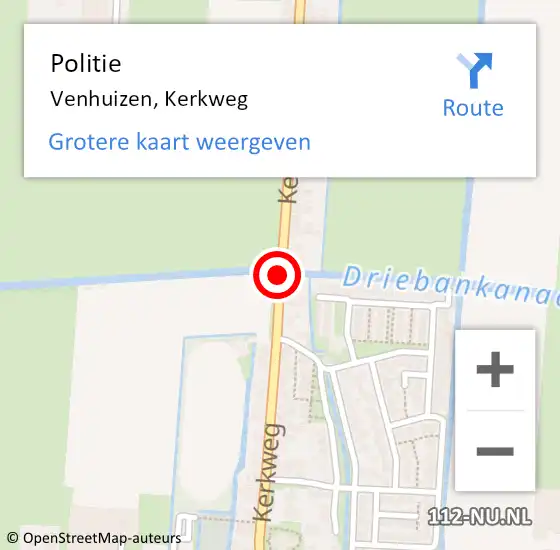 Locatie op kaart van de 112 melding: Politie Venhuizen, Kerkweg op 20 februari 2018 14:25