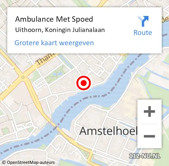 Locatie op kaart van de 112 melding: Ambulance Met Spoed Naar Uithoorn, Koningin Julianalaan op 20 februari 2018 15:04