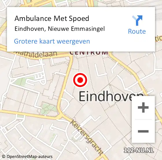 Locatie op kaart van de 112 melding: Ambulance Met Spoed Naar Eindhoven, Nieuwe Emmasingel op 20 februari 2018 15:43