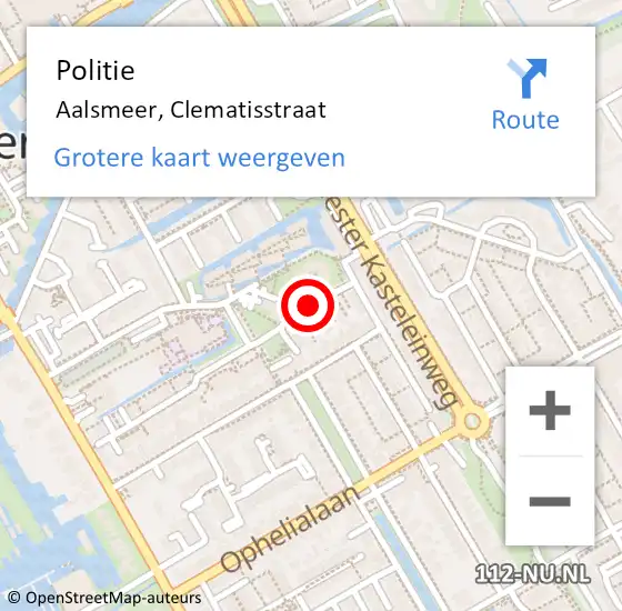 Locatie op kaart van de 112 melding: Politie Aalsmeer, Clematisstraat op 20 februari 2018 15:43