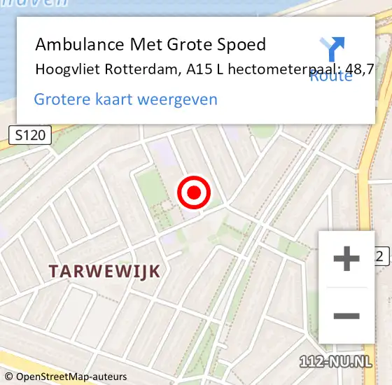 Locatie op kaart van de 112 melding: Ambulance Met Grote Spoed Naar Hoogvliet Rotterdam, A15 L hectometerpaal: 48,7 op 20 februari 2018 15:58