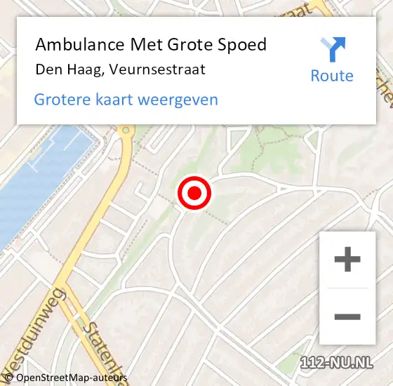 Locatie op kaart van de 112 melding: Ambulance Met Grote Spoed Naar Den Haag, Veurnsestraat op 20 februari 2018 15:58