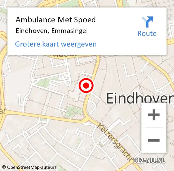 Locatie op kaart van de 112 melding: Ambulance Met Spoed Naar Eindhoven, Emmasingel op 20 februari 2018 16:05