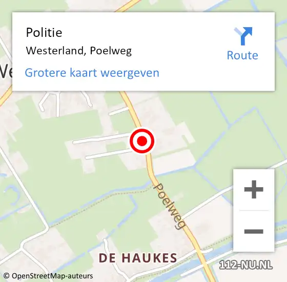 Locatie op kaart van de 112 melding: Politie Westerland, Poelweg op 20 februari 2018 17:05