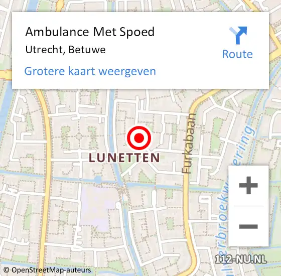 Locatie op kaart van de 112 melding: Ambulance Met Spoed Naar Utrecht, Betuwe op 20 februari 2018 17:57