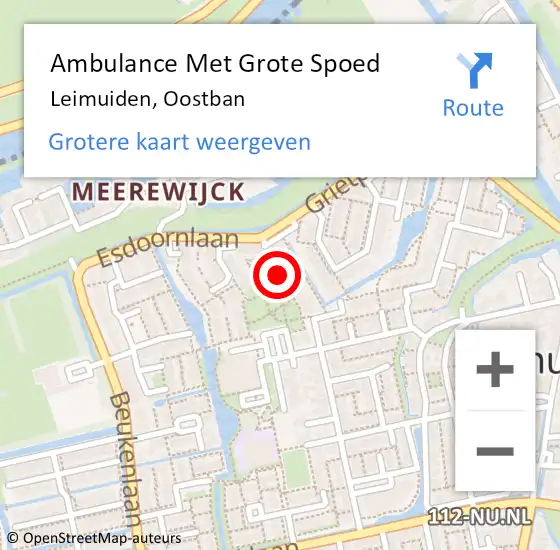 Locatie op kaart van de 112 melding: Ambulance Met Grote Spoed Naar Leimuiden, Oostban op 20 februari 2018 19:15