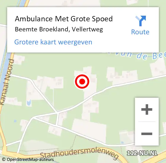 Locatie op kaart van de 112 melding: Ambulance Met Grote Spoed Naar Beemte Broekland, Vellertweg op 20 februari 2018 19:50