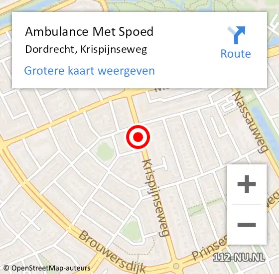 Locatie op kaart van de 112 melding: Ambulance Met Spoed Naar Dordrecht, Krispijnseweg op 20 februari 2018 20:35