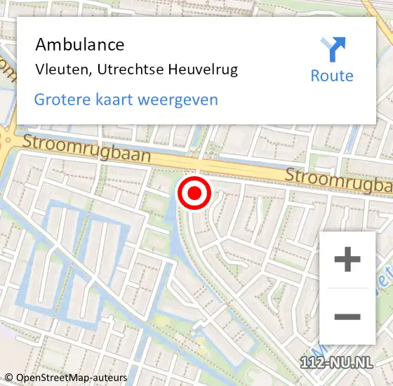 Locatie op kaart van de 112 melding: Ambulance Vleuten, Utrechtse Heuvelrug op 20 februari 2018 20:39