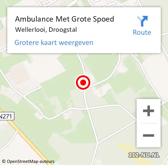 Locatie op kaart van de 112 melding: Ambulance Met Grote Spoed Naar Wellerlooi, Droogstal op 20 februari 2018 20:45