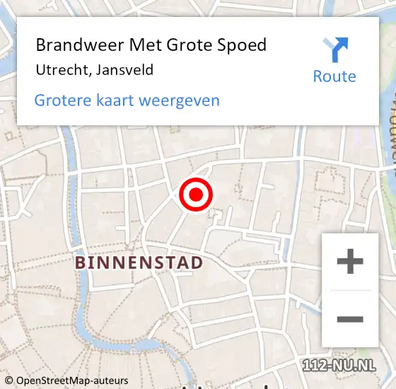 Locatie op kaart van de 112 melding: Brandweer Met Grote Spoed Naar Utrecht, Jansveld op 20 februari 2018 21:41