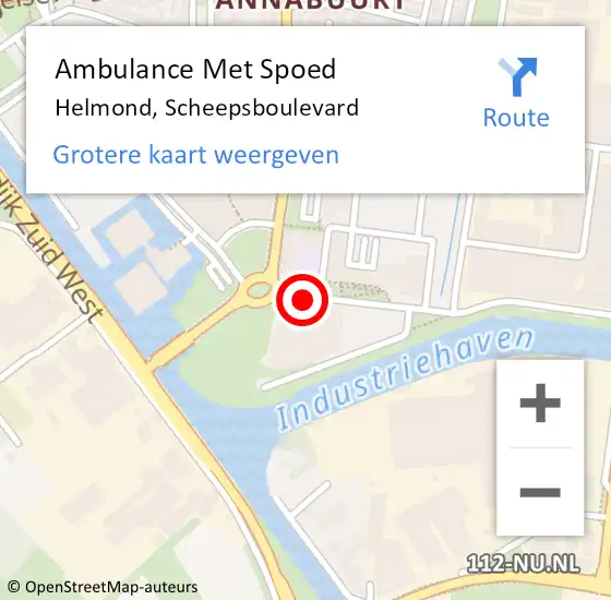 Locatie op kaart van de 112 melding: Ambulance Met Spoed Naar Helmond, Scheepsboulevard op 20 februari 2018 23:37