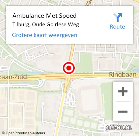 Locatie op kaart van de 112 melding: Ambulance Met Spoed Naar Tilburg, Oude Goirlese Weg op 20 februari 2018 23:54