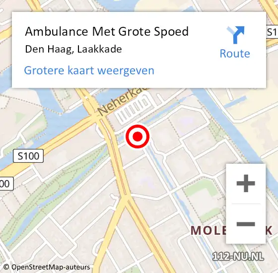 Locatie op kaart van de 112 melding: Ambulance Met Grote Spoed Naar Den Haag, Laakkade op 21 februari 2018 03:01