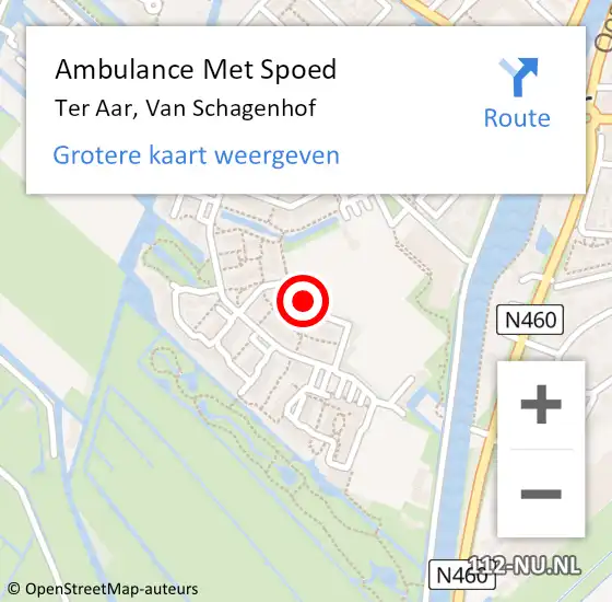Locatie op kaart van de 112 melding: Ambulance Met Spoed Naar Ter Aar, Van Schagenhof op 21 februari 2018 05:06