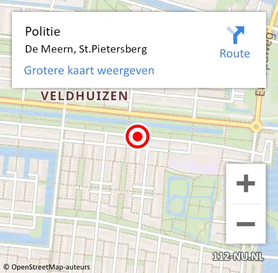 Locatie op kaart van de 112 melding: Politie De Meern, St.Pietersberg op 21 februari 2018 08:35