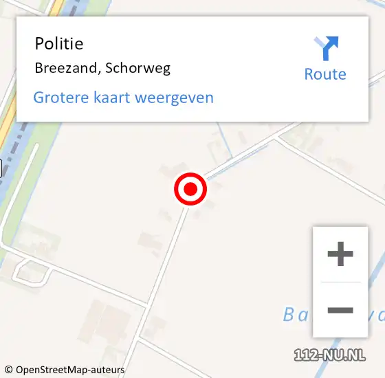 Locatie op kaart van de 112 melding: Politie Breezand, Schorweg op 21 februari 2018 08:45
