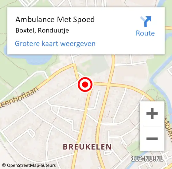 Locatie op kaart van de 112 melding: Ambulance Met Spoed Naar Boxtel, Ronduutje op 21 februari 2018 11:20