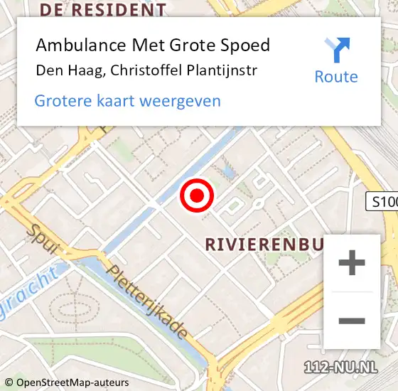 Locatie op kaart van de 112 melding: Ambulance Met Grote Spoed Naar Den Haag, Christoffel Plantijnstr op 21 februari 2018 11:34
