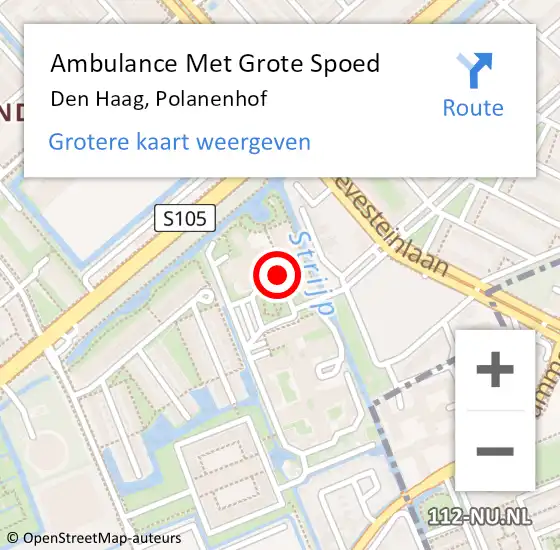 Locatie op kaart van de 112 melding: Ambulance Met Grote Spoed Naar Den Haag, Polanenhof op 21 februari 2018 12:18