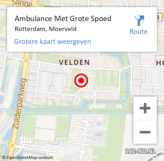 Locatie op kaart van de 112 melding: Ambulance Met Grote Spoed Naar Rotterdam, Moerveld op 21 februari 2018 14:46