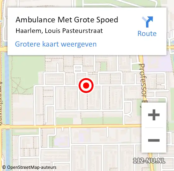 Locatie op kaart van de 112 melding: Ambulance Met Grote Spoed Naar Haarlem, Louis Pasteurstraat op 21 februari 2018 15:50