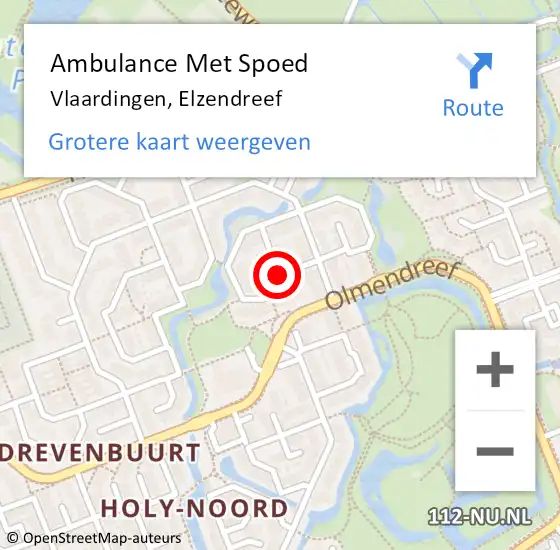 Locatie op kaart van de 112 melding: Ambulance Met Spoed Naar Vlaardingen, Elzendreef op 21 februari 2018 19:04