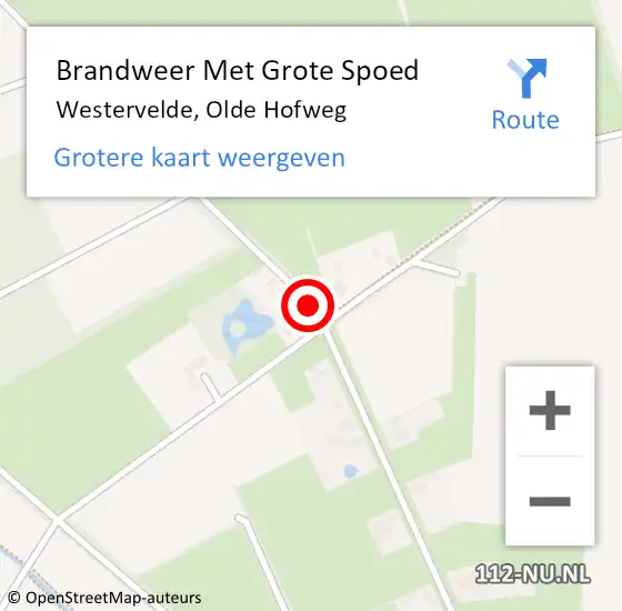 Locatie op kaart van de 112 melding: Brandweer Met Grote Spoed Naar Westervelde, Olde Hofweg op 21 februari 2018 19:29