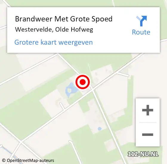 Locatie op kaart van de 112 melding: Brandweer Met Grote Spoed Naar Westervelde, Olde Hofweg op 21 februari 2018 19:43