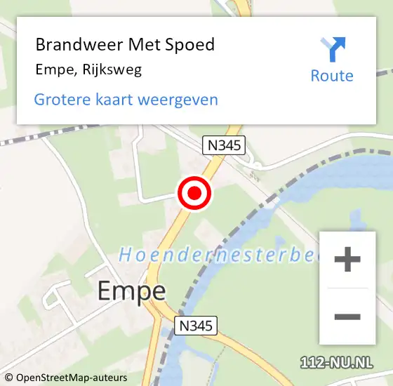 Locatie op kaart van de 112 melding: Brandweer Met Spoed Naar Empe, Rijksweg op 21 februari 2018 19:53