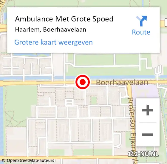 Locatie op kaart van de 112 melding: Ambulance Met Grote Spoed Naar Haarlem, Boerhaavelaan op 21 februari 2018 20:07