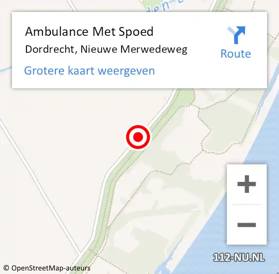 Locatie op kaart van de 112 melding: Ambulance Met Spoed Naar Dordrecht, Nieuwe Merwedeweg op 21 februari 2018 20:49