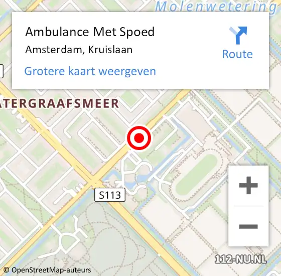 Locatie op kaart van de 112 melding: Ambulance Met Spoed Naar Amsterdam, Kruislaan op 21 februari 2018 22:11