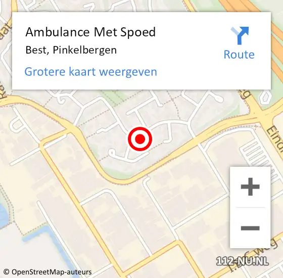 Locatie op kaart van de 112 melding: Ambulance Met Spoed Naar Best, Pinkelbergen op 21 februari 2018 23:47