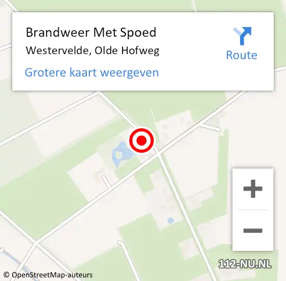 Locatie op kaart van de 112 melding: Brandweer Met Spoed Naar Westervelde, Olde Hofweg op 22 februari 2018 02:01
