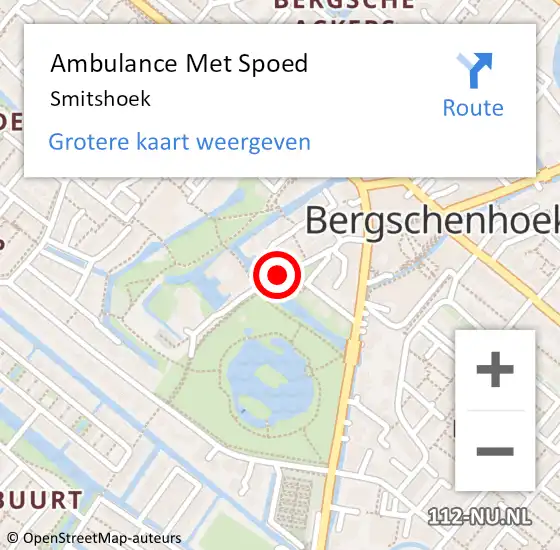 Locatie op kaart van de 112 melding: Ambulance Met Spoed Naar Bergschenhoek, Smitshoek op 22 februari 2018 03:05