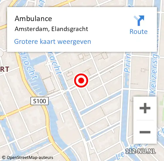 Locatie op kaart van de 112 melding: Ambulance Amsterdam, Elandsgracht op 22 februari 2018 03:49