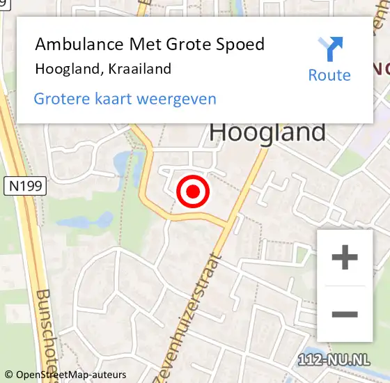 Locatie op kaart van de 112 melding: Ambulance Met Grote Spoed Naar Hoogland, Kraailand op 22 februari 2018 04:28