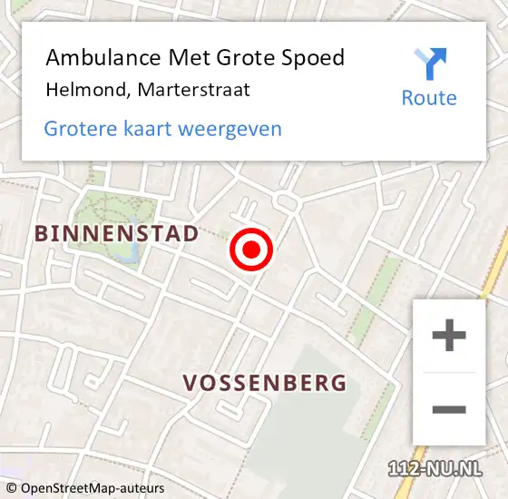 Locatie op kaart van de 112 melding: Ambulance Met Grote Spoed Naar Helmond, Marterstraat op 22 februari 2018 06:41