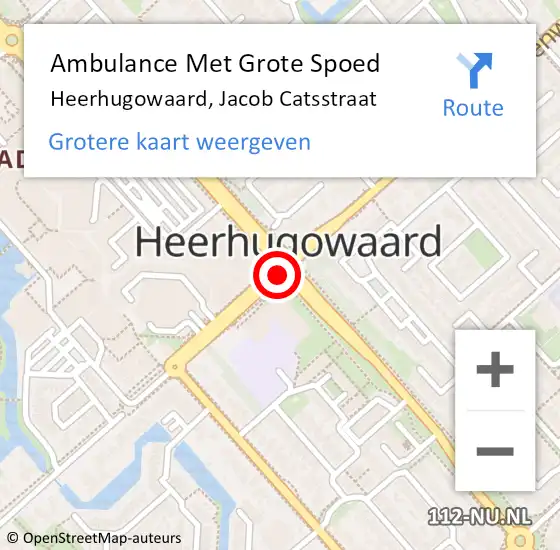 Locatie op kaart van de 112 melding: Ambulance Met Grote Spoed Naar Heerhugowaard, Jacob Catsstraat op 22 februari 2018 06:45