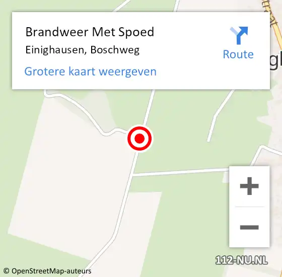 Locatie op kaart van de 112 melding: Brandweer Met Spoed Naar Einighausen, Boschweg op 22 februari 2018 07:44