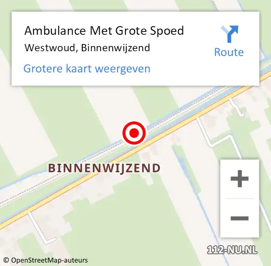 Locatie op kaart van de 112 melding: Ambulance Met Grote Spoed Naar Westwoud, Binnenwijzend op 22 februari 2018 09:40