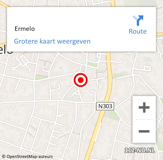 Locatie op kaart van de 112 melding:  Ermelo op 22 februari 2018 10:12