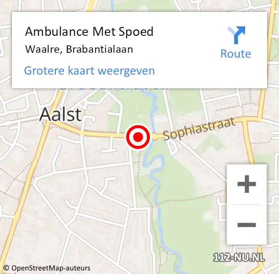 Locatie op kaart van de 112 melding: Ambulance Met Spoed Naar Waalre, Brabantialaan op 22 februari 2018 11:11