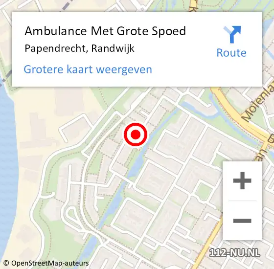 Locatie op kaart van de 112 melding: Ambulance Met Grote Spoed Naar Papendrecht, Randwijk op 22 februari 2018 11:41